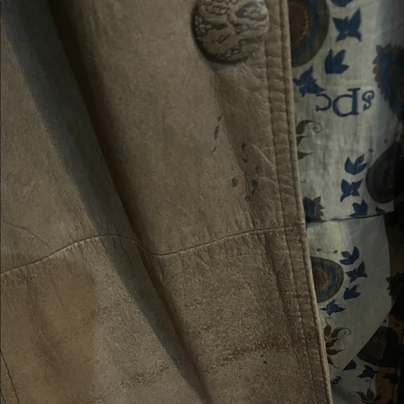 Vintage Genuine Leather Snake Print Elegant Brown Leather Trench Coat - Picture 10 of 10